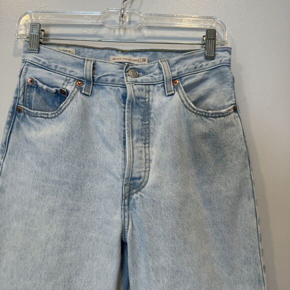 Levi's Ribcage Straight Ankle Jeans Light Wash Denim 100% Cotton Women sz 26 - Picture 9 of 11